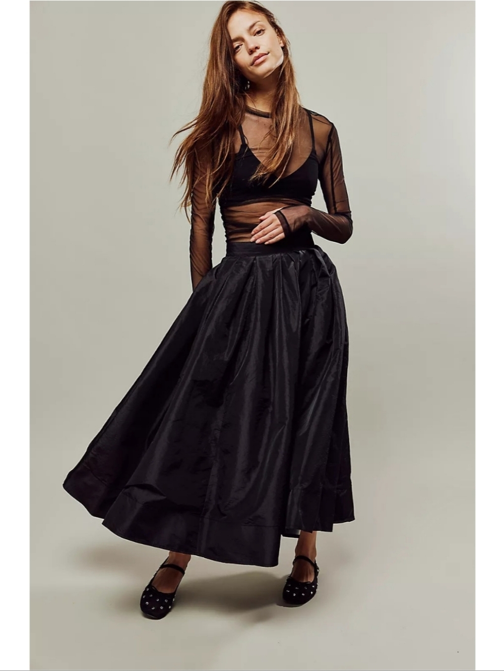 Free People Emilia Full Skirt Black Nwt